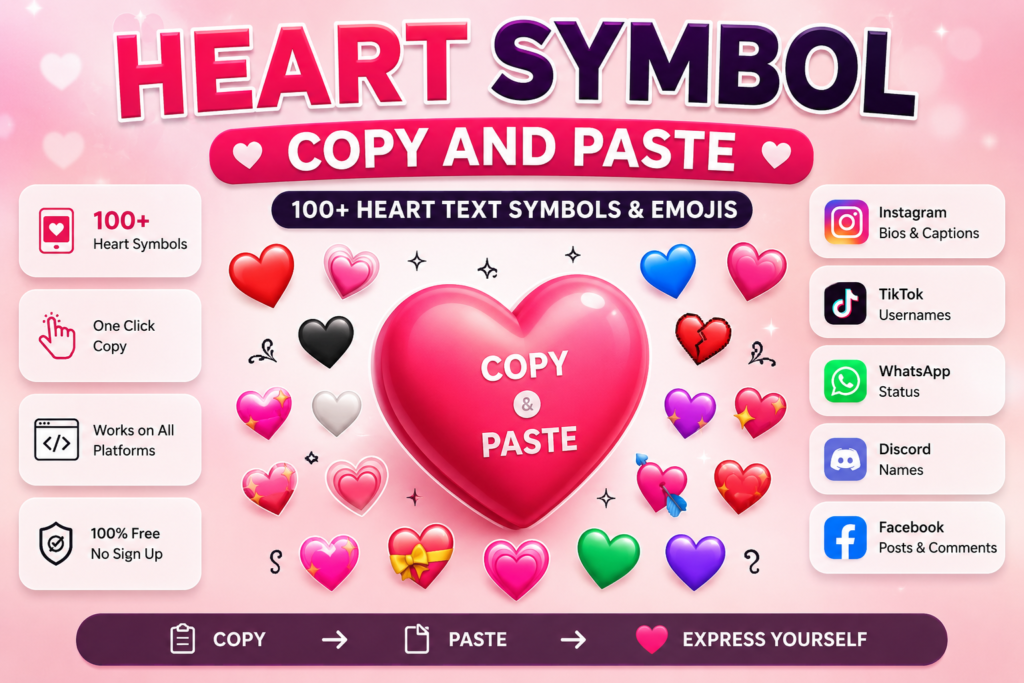 100+ heart symbols copy and paste collection with heart text symbols and emojis